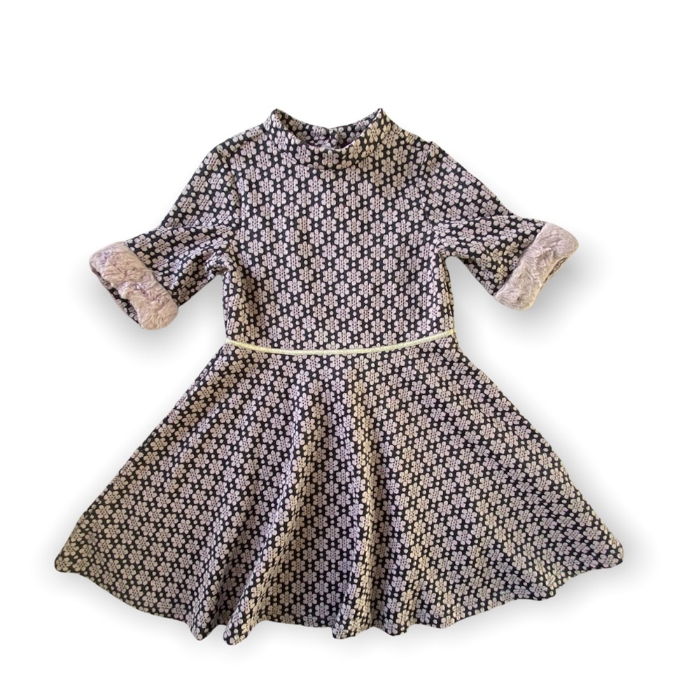 JANIE and JACK knit fur cuff dress